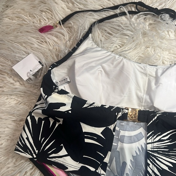 Trina Turk Black and White Floral bathing suit top - scarf bandana style - Picture 12 of 16